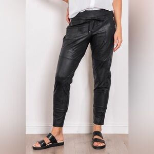Raffaello Rossi Candy Faux Leather Jersey Jogger Pants Black Casual Women’s 6